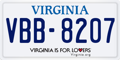 VA license plate VBB8207
