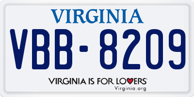 VA license plate VBB8209