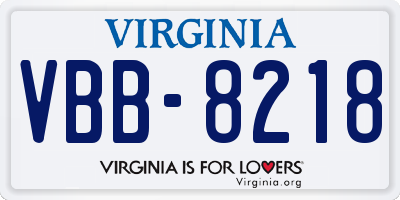VA license plate VBB8218