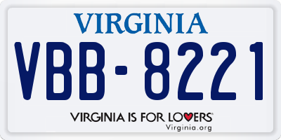VA license plate VBB8221