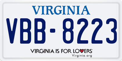 VA license plate VBB8223