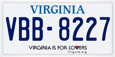 VA license plate VBB8227