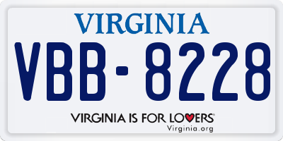 VA license plate VBB8228
