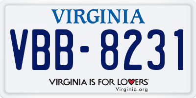 VA license plate VBB8231