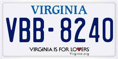 VA license plate VBB8240