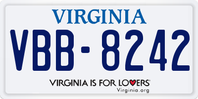 VA license plate VBB8242