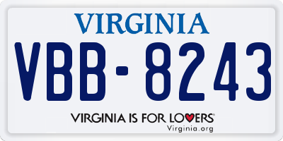 VA license plate VBB8243