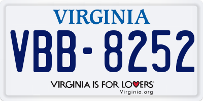 VA license plate VBB8252