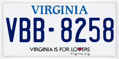VA license plate VBB8258