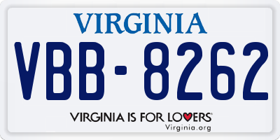 VA license plate VBB8262