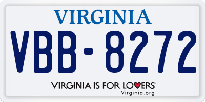 VA license plate VBB8272