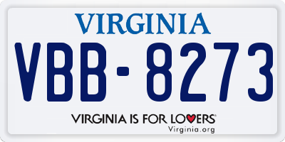 VA license plate VBB8273