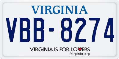VA license plate VBB8274