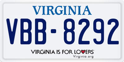 VA license plate VBB8292