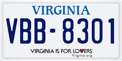 VA license plate VBB8301