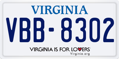 VA license plate VBB8302