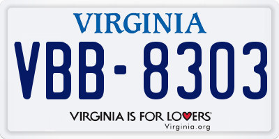 VA license plate VBB8303