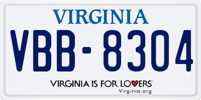 VA license plate VBB8304