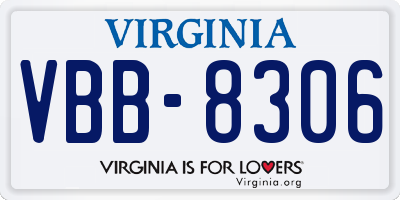 VA license plate VBB8306