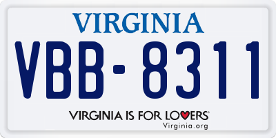 VA license plate VBB8311