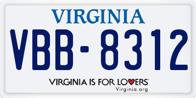VA license plate VBB8312