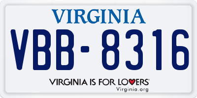 VA license plate VBB8316