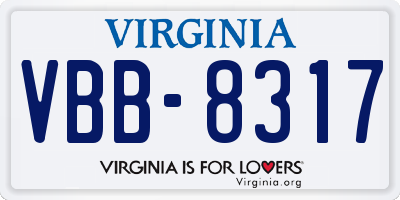 VA license plate VBB8317