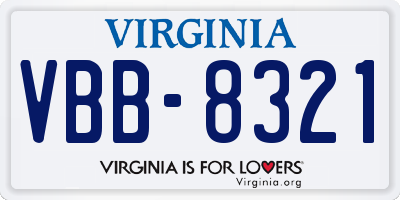 VA license plate VBB8321