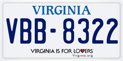VA license plate VBB8322