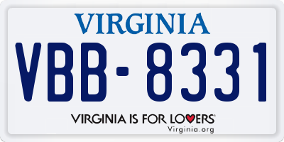 VA license plate VBB8331