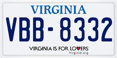 VA license plate VBB8332