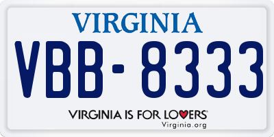 VA license plate VBB8333