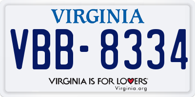 VA license plate VBB8334
