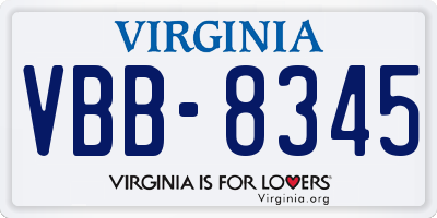 VA license plate VBB8345