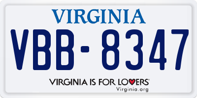 VA license plate VBB8347
