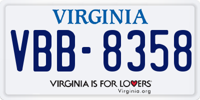 VA license plate VBB8358