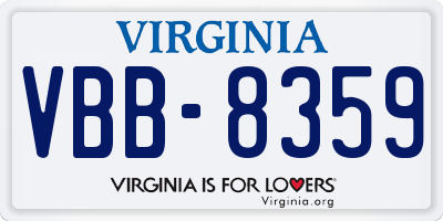 VA license plate VBB8359