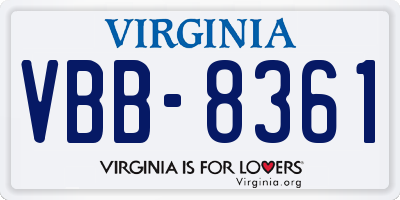 VA license plate VBB8361