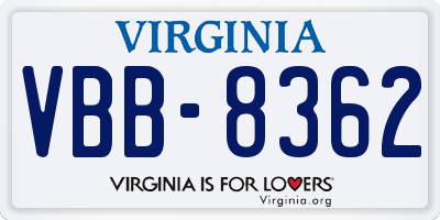 VA license plate VBB8362