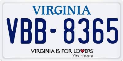 VA license plate VBB8365