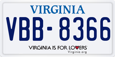 VA license plate VBB8366