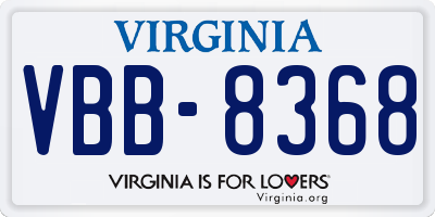 VA license plate VBB8368