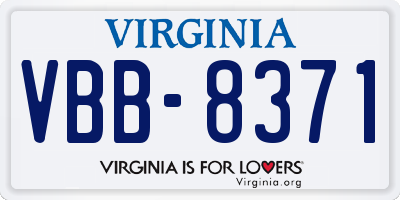 VA license plate VBB8371