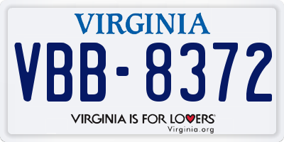 VA license plate VBB8372