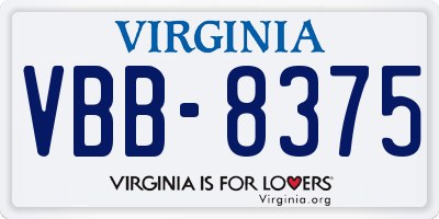 VA license plate VBB8375