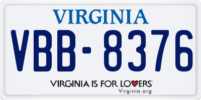 VA license plate VBB8376