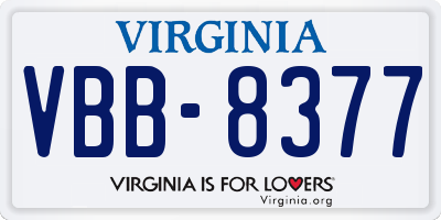 VA license plate VBB8377