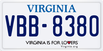 VA license plate VBB8380