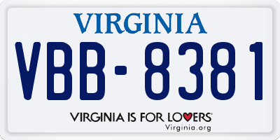 VA license plate VBB8381