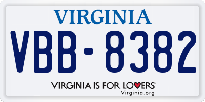 VA license plate VBB8382